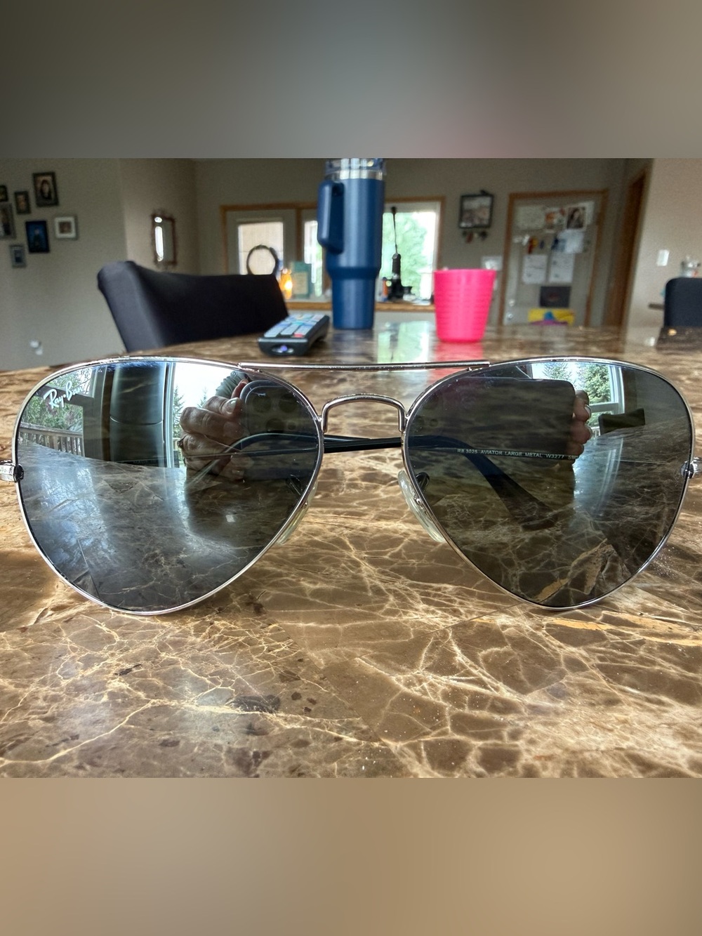 Ray-Ban Silver Aviator Sunglasses with Gray Lenses